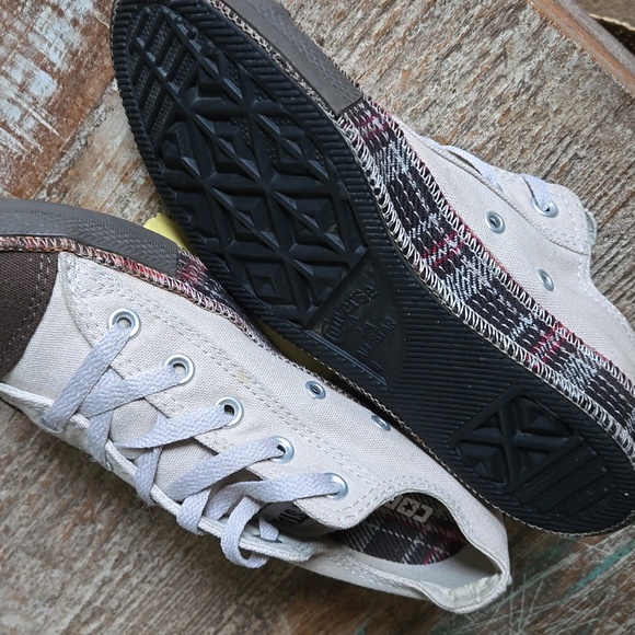 CONVERSE ALL STAR Beige Canvas with Tweed wrap. WMN 6 MENS 4 EUC UNISEX - Picture 7 of 12
